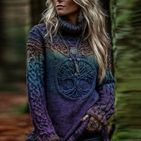 3D Digital Short Sleeve Printed Women's Fashion Casual High-neck Sweater