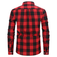 Men's Casual Plus-Size Long-Sleeve Plaid Shirt