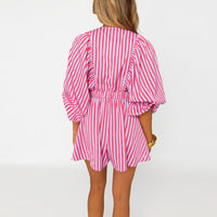 Shirt Slimming Casual Loose Deep V Wide Leg Short Jumpsuit