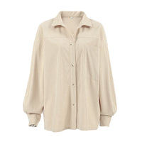 Retro Khaki Corduroy Shirt For Women