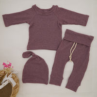 INS Foreign Trade Korean Super Hot Autumn And Winter Infant Waffle Long Sleeve Top And Trousers Suit Children's Loungewear