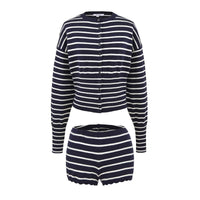 New Relaxed-fit Knitted Striped Crew-neck Long-sleeve Top