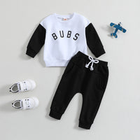 Alphabet Printed Long Sleeved Sweater Solid Color Trousers Two-piece Set