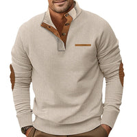 Winter Faux Pocket Casual Stand Collar Long Sleeve Corduroy Men's Sweater