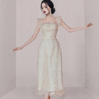 Small Group Temperament Patchwork Lace High Waisted Dress