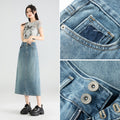 Thin Loose Distressed High Waist Slit Midi Dress