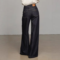 Dark Blue Loose-Fit Wide-Leg Denim Jeans