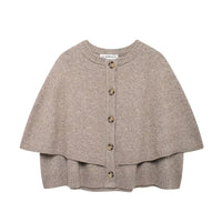 Round Neck Loose Slimming Solid Color Knitted Shawl