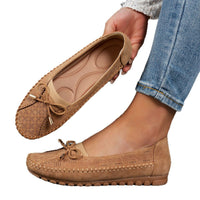 Stitching Bow Solid Color Women's Flat-heeled Shoes