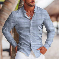 Long Sleeve Shirt Simple Printed Men's Casual Printed Shirt