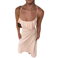 Casual Slip Dress With Ruffle Trim Loose-Fit Sexy Style