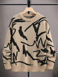 Men's Autumn And Winter Loose Round Neck Knitted Long-sleeved Jacket