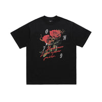 Street Rhinestone Rose Direct Injection Printing Drop Shoulder Loose Couple T-shirt