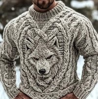 Mens Loose-Fit Long-Sleeve Pullover Hoodie With A Crew Neck And Printed Design