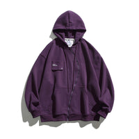 Retro Hooded Sweater Men And Women Irregular Zipper
