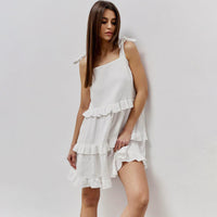 Pure Cotton Lace-up Ruffled Hem Fashion Nightgown For Women