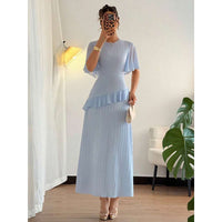 Women's Ruffle-Trimmed Round-Neck Casual Dress