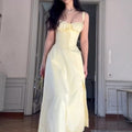 European And American Womens New Arrival Floral Print Square-Neck Sexy Slit Maxi Spring Dress