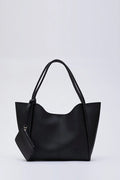 Black SHK108 Faux Leather Women Hand And Shoulder Bag With Wallet And Makeup Bag