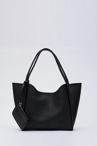 Black SHK108 Faux Leather Women Hand And Shoulder Bag With Wallet And Makeup Bag