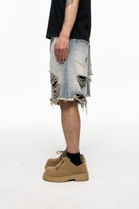 Retro Washed Old Men's Baggy Denim Shorts