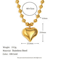 Stainless Steel 18K Gold-Plated Sweet Round Bead Heart Necklace