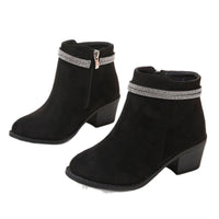 Girls' Fashion Double Strap Rhinestone Booties