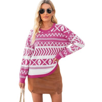 Intellectual Style Unique Long Sleeve Round Neck Knitted Sweater
