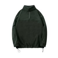 New Loose Drawstring Fleece-lined Half Zipper Sweater