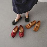 Women's Premium Full Grain Leather Tabi Mary Jane Ballet Flats, Split-Toe Shoes