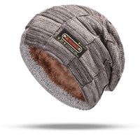 Fleece-lined Warm Knitted Mens Outdoor Beanie For Fall And Winter