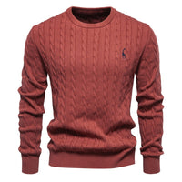 Embroidered Solid Color Knitted Sweater With Deer Pattern