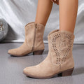 Hollow-out Wedge Side Zipper Knight Boots