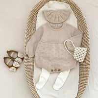 Baby Hollow Knitted Long-sleeve Jumpsuit
