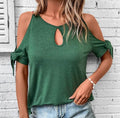 Women's Short-sleeved Fashion Hollowed-out Lace-up T-shirt