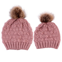 Parent-child Knitted Hat Manufacturers Spot Butterfly Fur Ball Warm Hat