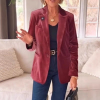 Gold Velvet Elegant Slim Fit Small Business Suit Coat