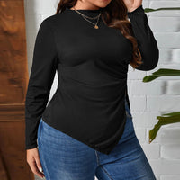 Women's Round-neck Slim-fit Asymmetric Knit Long-sleeve Versatile Top