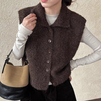 Simple Stand-Up Collar Womens Layered Relaxed Vest