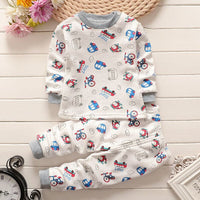Pure cotton children's warm belly protection plus velvet suit