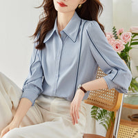 Real Shot Shirt Women's Niche Autumn New Top Chiffon Plus Size