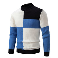Men's Half-high Collar Contrast Color Pullover Knitwear Korean Youth Fashion Casual Top