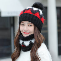 Ladies Fleece Knitted Hat Fashion Diamond