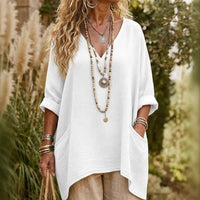 New Casual V Neck Long Sleeve Womens Top