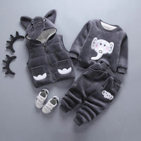 New children's clothing boys winter thickening plus velvet three-piece warm cotton casual Korean version of the cartoon wholesale tide