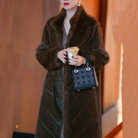 Fur Coat Women's Winter Large V High-end Elegant Mid-length Warm Show