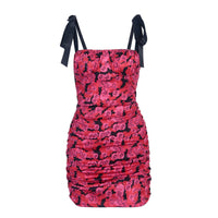 Printed jumpsuit with lace suspenders