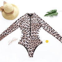 Leopard print one-piece bikini