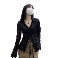 Summer Cardigan Semi See-through Chiffon Lace-up Air Conditioning Shirt