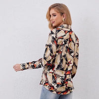Womens Fashion Casual Printed Lapel Shirt